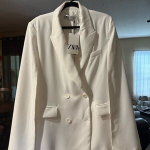 Zara Women's White Cape Blazer Jacket